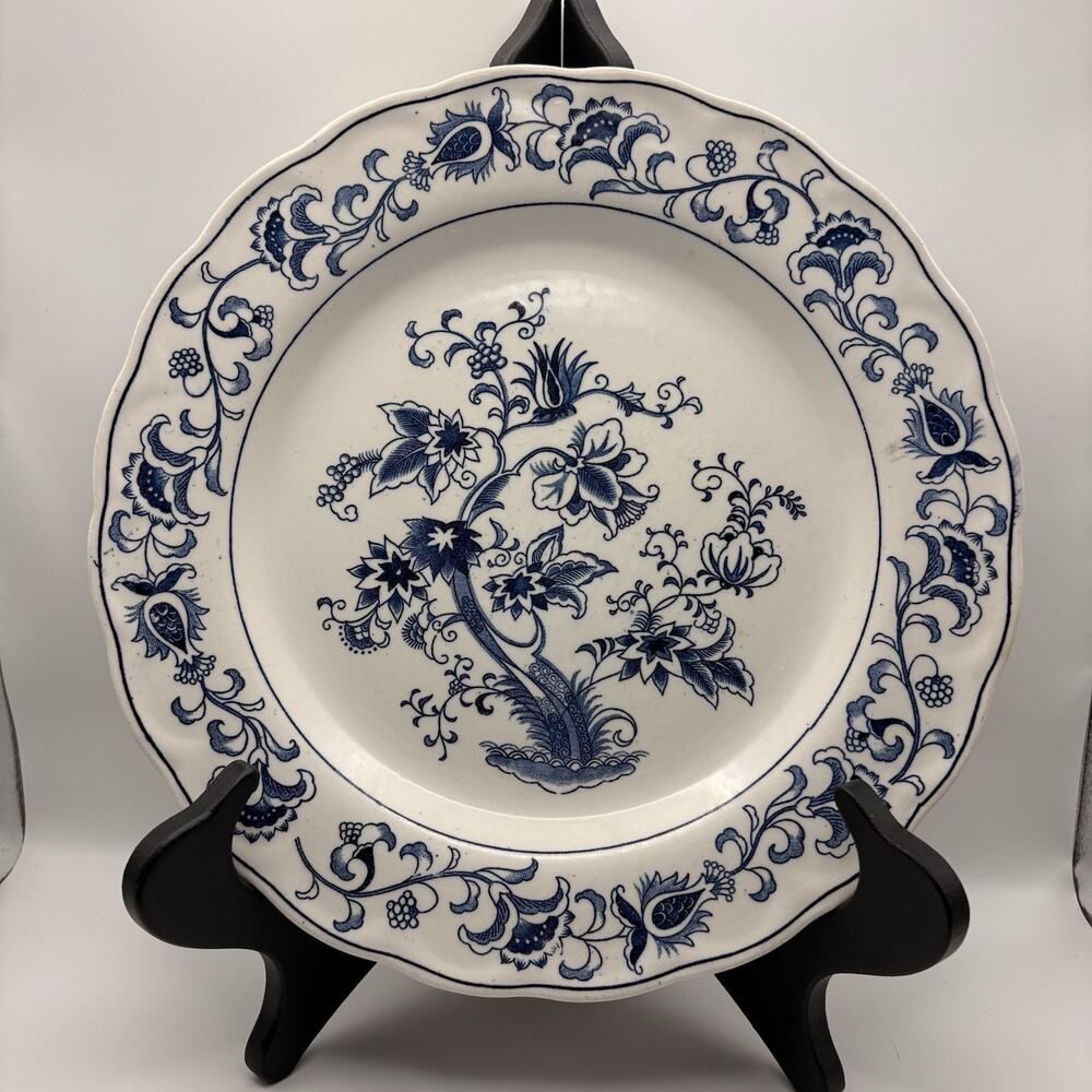 Vintage Nikko Ming Tree Blue White Ironstone Dinner Plate Double Phoenix Japan
